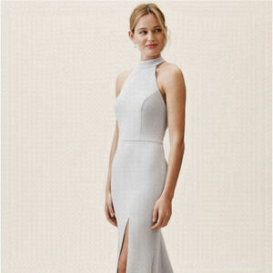 BHLDN Anthropologie maxi formal dress gray with slit new with tags size 0